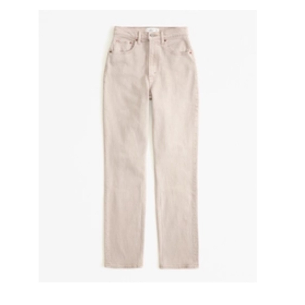 Abercrombie and Fitch Curve Love Ultra High-Rise Straight Jean in oat
